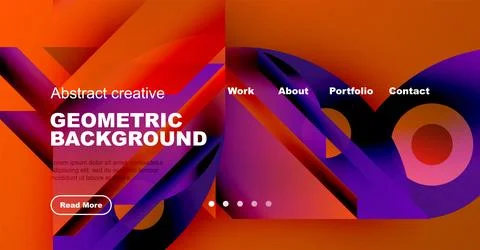 Modern website header design. Vibrant colors, geometric shapes, text elements, 스톡 일러스트