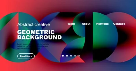 Modern website header design. Vibrant colors, geometric shapes, text elements Stock Illustration