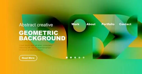Modern website header design. Vibrant colors, geometric shapes, text elements Illustrazione stock