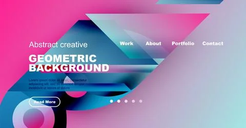 Modern website header design. Vibrant colors, geometric shapes, text elements Stock Illustration