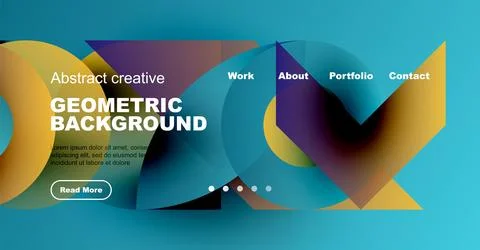 Modern website header design. Vibrant colors, geometric shapes, text elements Illustrazione stock