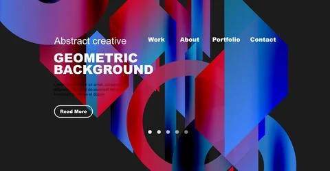 Modern website header design. Vibrant colors, geometric shapes, text elements Illustrazione stock