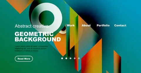 Modern website header design. Vibrant colors, geometric shapes, text elements 스톡 일러스트