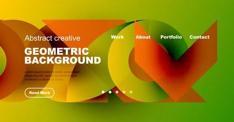 Modern website header design. Vibrant colors, geometric shapes, text elements Illustrazione stock