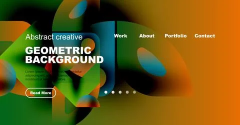 Modern website header design. Vibrant colors, geometric shapes, text overlay, Stockillustratie