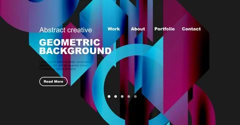 Modern website header design. Vibrant colors, geometric shapes, text elements 스톡 일러스트