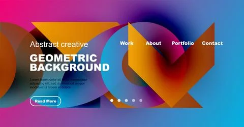 Modern website header design. Vibrant colors, geometric shapes, text elements Stock Illustration