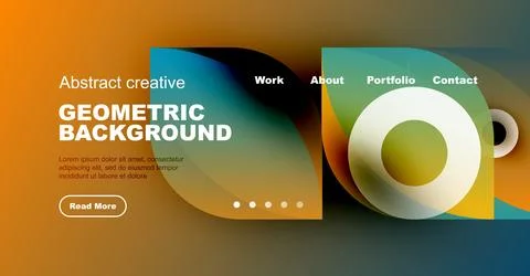 Modern website header design. Vibrant colors, geometric shapes, text elements 스톡 일러스트