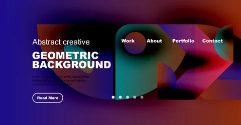 Modern website header design. Vibrant colors, geometric shapes, text elements Stock Illustration