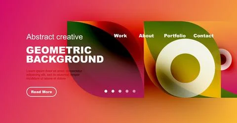 Modern website header design. Vibrant colors, geometric shapes, text elements イラスト素材