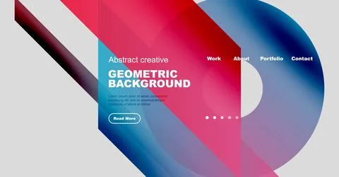 Modern website header design. Vibrant colors, geometric shapes, text elements Stock Illustration