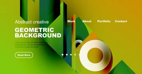 Modern website header design. Vibrant geometric shapes, text elements, 스톡 일러스트