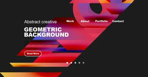 Modern website header design. Vibrant geometric shapes, text elements, 스톡 일러스트