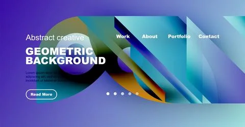 Modern website header design. Vibrant colors, geometric shapes, text elements, イラスト素材