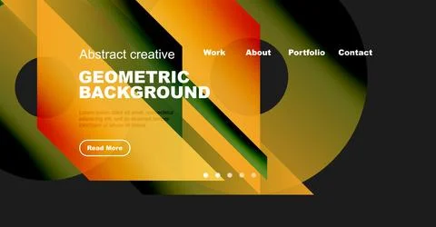 Modern website header design. Vibrant geometric shapes overlap, creating dynamic Illustrazione stock