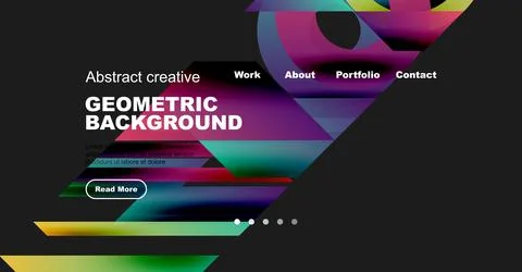 Modern website header design. Vibrant colors, geometric shapes, text elements Illustrazione stock