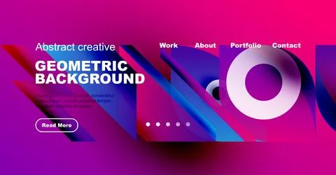 Modern website header design. Vibrant purple, pink hues dominate. Geometric 스톡 일러스트