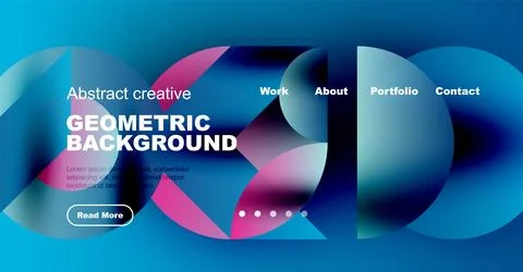 Modern website header design. Vibrant colors, geometric shapes, text overlay, Stock Illustration