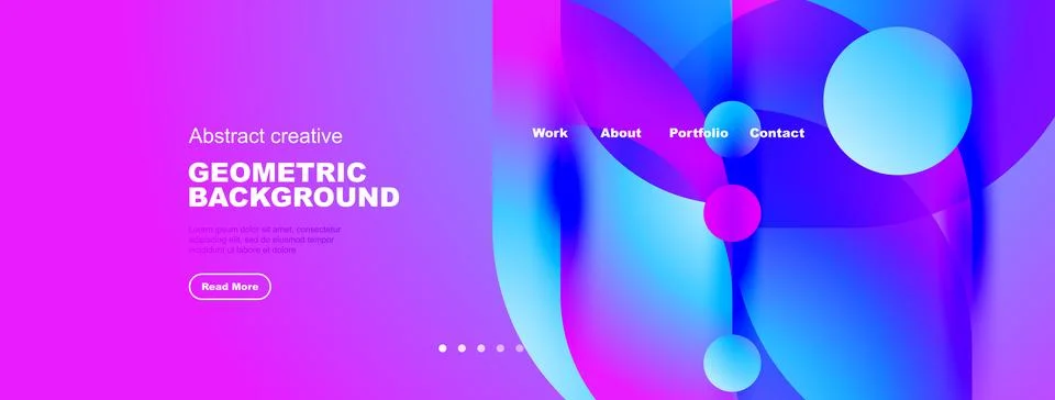 Modern website header design. Vibrant colors, geometric shapes, text elements Illustrazione stock