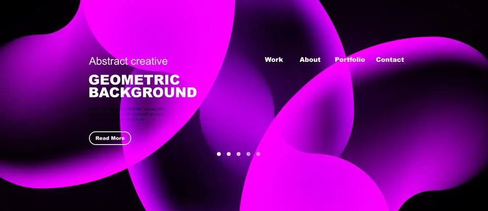 Modern website header design. Vibrant purple gradients, geometric shapes, tex イラスト素材