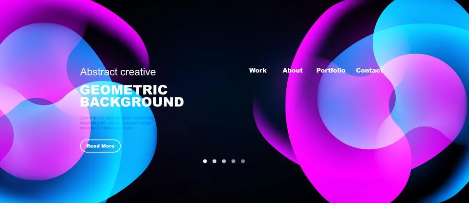 Modern website header design. Vibrant colors, fluid shapes, text elements Illustrazione stock