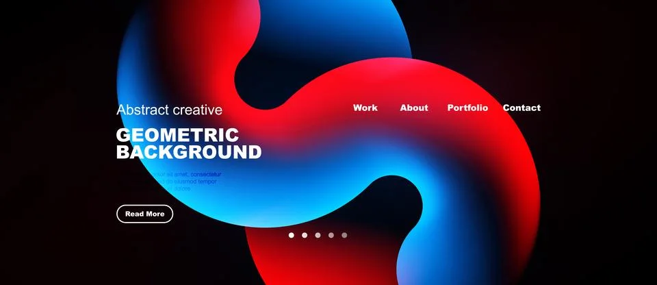 Modern website header design. Vibrant red, blue gradients create fluid shapes イラスト素材