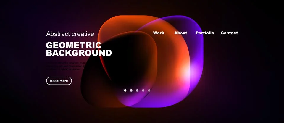 Modern website header design. Vibrant overlapping shapes, dark background, Stock Illustration
