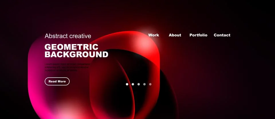 Modern website header design. Vibrant red, pink gradients dominate. Minimalis 库存插图