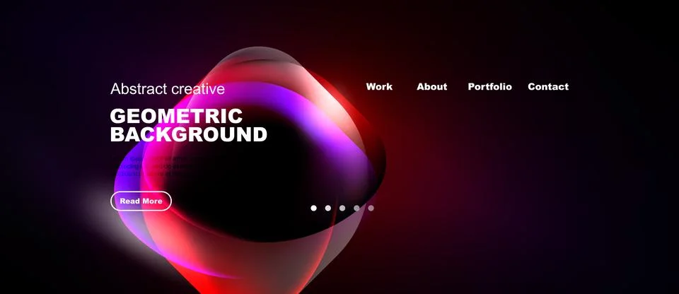 Modern website header design. Vibrant colors, geometric shapes, text elements Illustrazione stock
