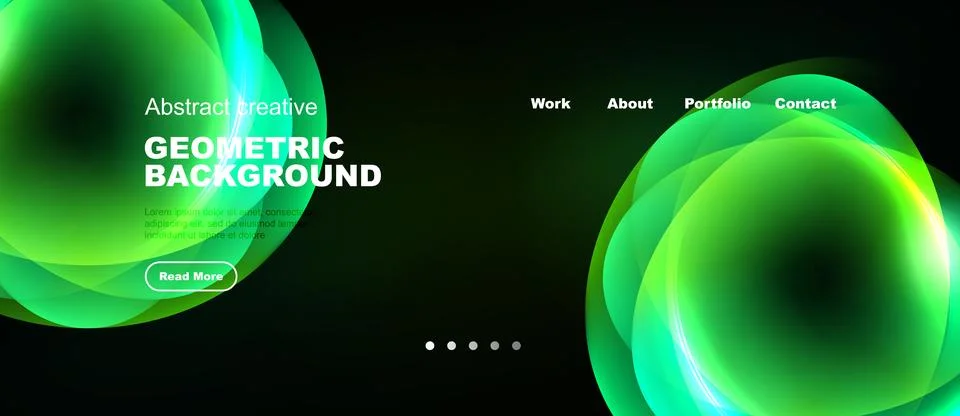 Modern website header design. Vibrant green overlapping shapes create dynamic 스톡 일러스트