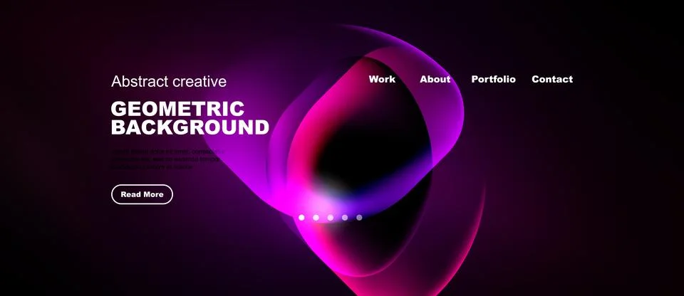Modern website header design. Vibrant purple shapes overlay dark background. Stockillustratie