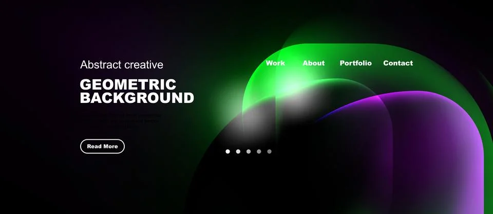 Modern website header design. Vibrant colors, geometric shapes, text elements Stock Illustration