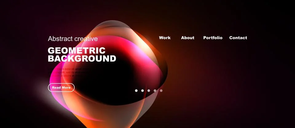 Modern website header design. Vibrant colors, geometric shapes, text overlays 스톡 일러스트