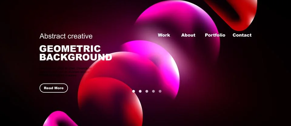 Modern website header design. Vibrant gradients, geometric shapes, text ove.. Illustrazione stock