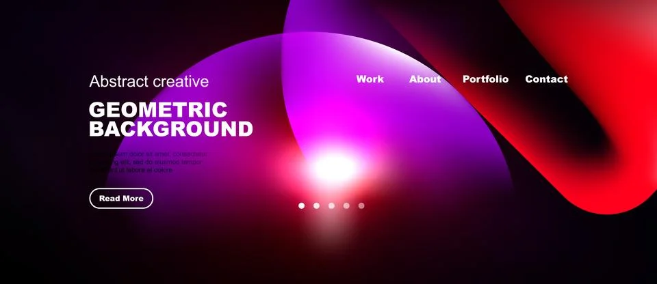 Modern website header design. Vibrant purple, pink gradients dominate. Text Illustrazione stock
