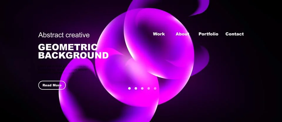 Modern website header design. Vibrant purple hues, geometric shapes, navigati Stock Illustration