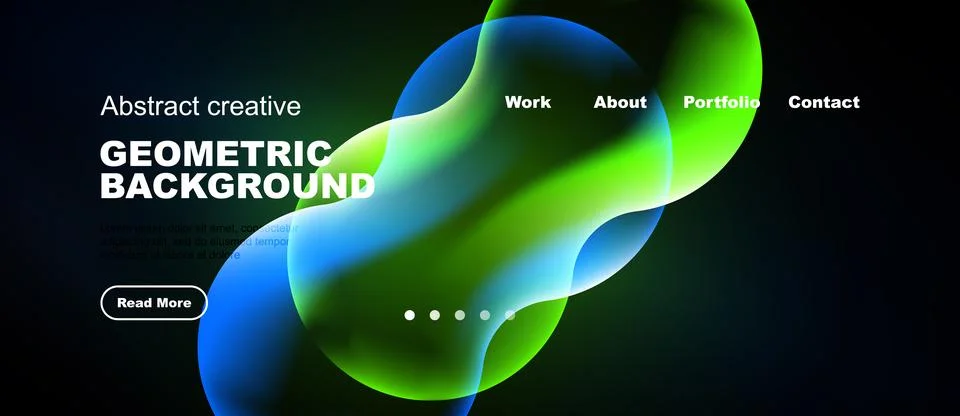 Modern website header design. Vibrant blue, green gradients create abstract 库存插图