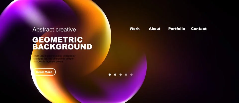 Modern website header design. Vibrant purple, orange gradients dominate. Text Illustrazione stock