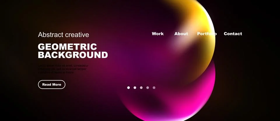 Modern website header design. Vibrant gradients, geometric shapes, text ele.. Illustrazione stock