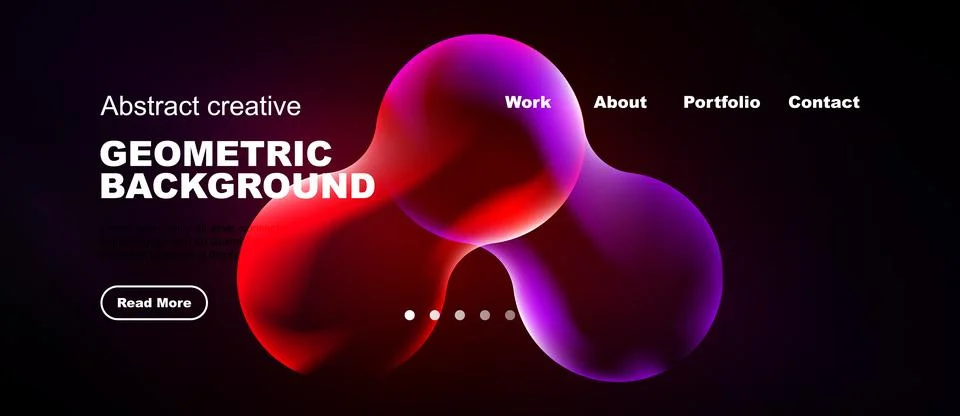 Modern website header design. Vibrant overlapping shapes, text elements, Stock Illustration