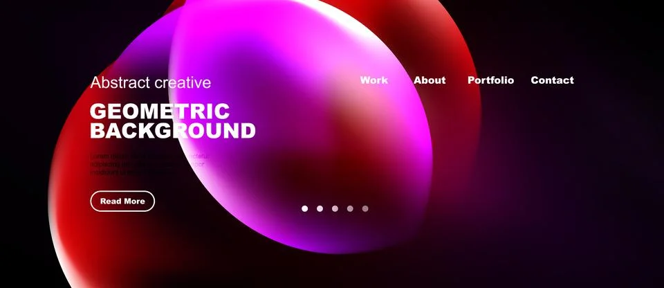 Modern website header design. Vibrant fluid shapes, text overlay, navigation Stock Illustration