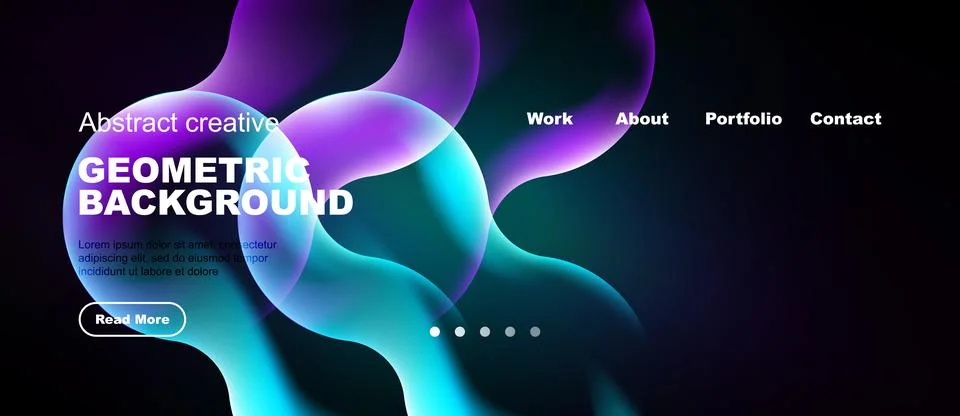 Modern website header design. Vibrant colors, fluid shapes, text elements Stock Illustration