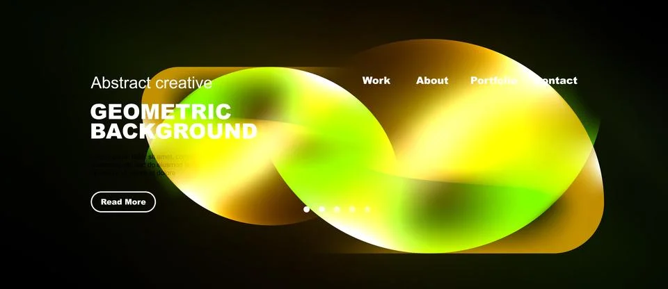 Modern website header design. Vibrant green, yellow shapes over dark backgr.. イラスト素材