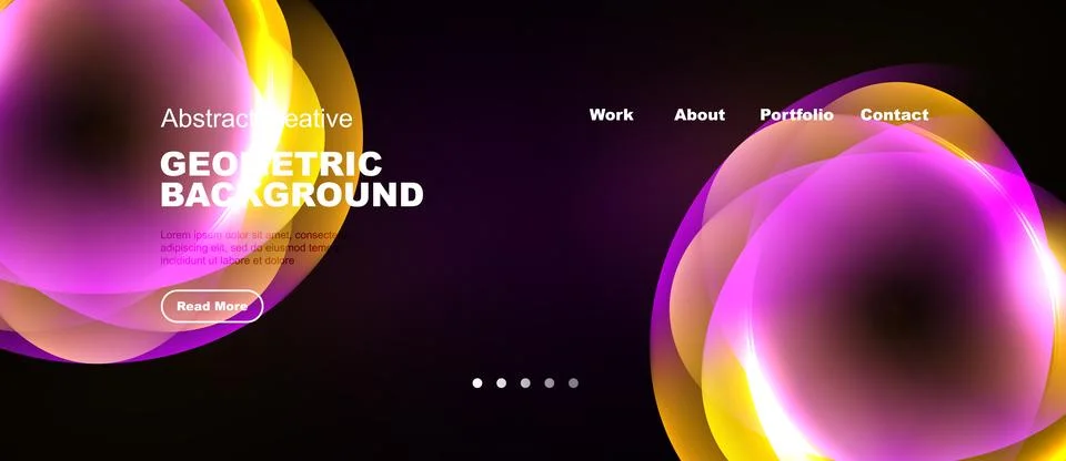 Modern website header design. Vibrant colors, flowing shapes, text elements Stock Illustration