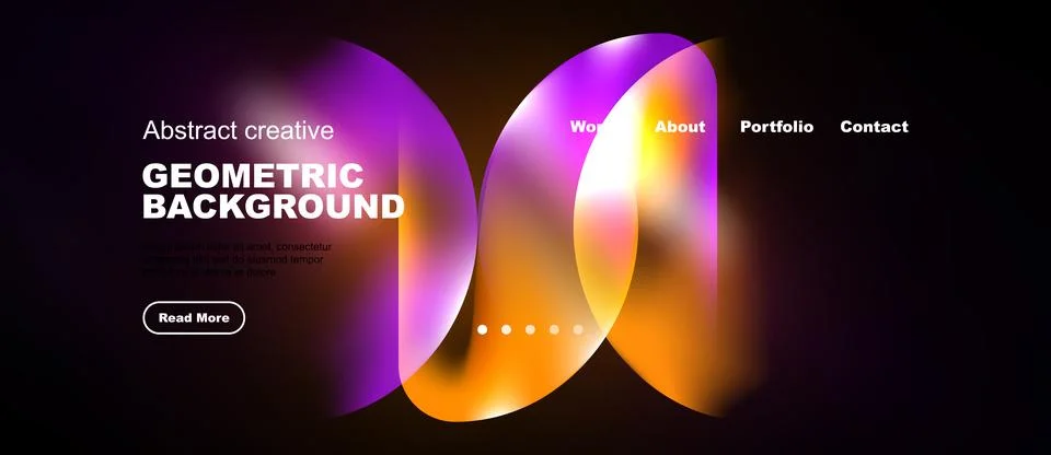 Modern website header design. Vibrant purple, orange gradients dominate. イラスト素材