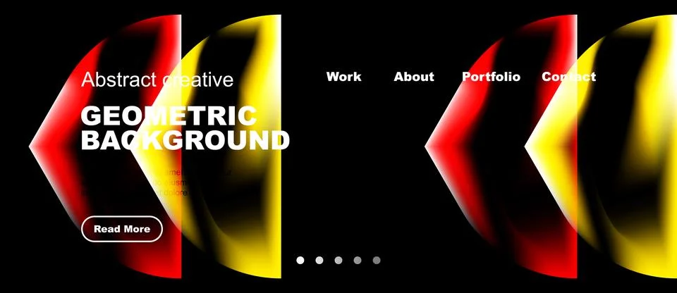 Modern website header design. Vibrant geometric shapes, dark background, Stock Illustration