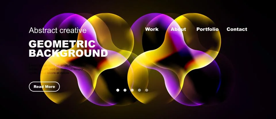 Modern website header design. Vibrant overlapping circles create dynamic visu Stock Illustration