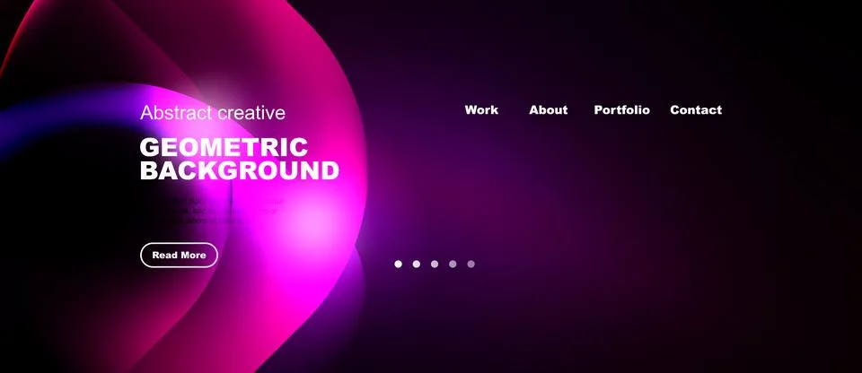 Modern website header design. Vibrant pink, blue gradients dominate. Text Stock Illustration