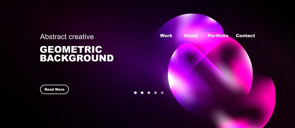 Modern website header design. Vibrant abstract shapes, dark background, simpl Stock Illustration