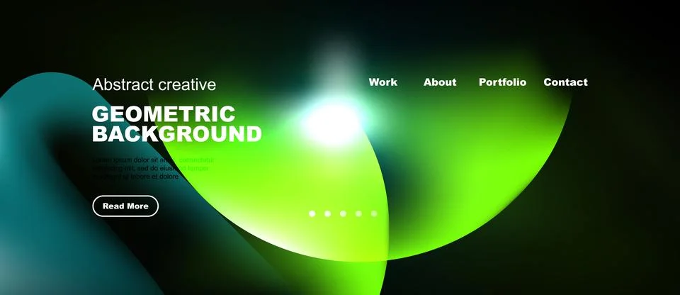 Modern website header design. Vibrant green, blue gradients dominate. Geometr Stock Illustration